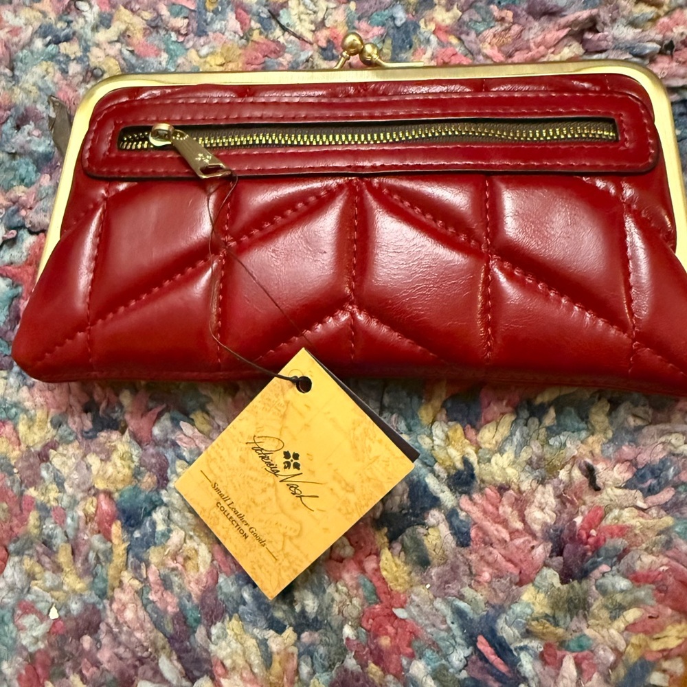 Patricia Nash Elegant Red Quilted Wallet with Glossy Finish